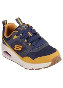 Sneaker Skechers "UNO - RETRO GROOVE", Damen, Gr. 36, gelb (navy, gelb), Lederimitat, Schuhe Sneaker, Freizeitschuh mit Memory Foam, Gr&ouml;&szlig;enschablone zum Download