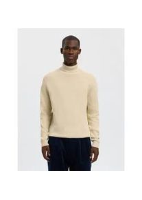 Rollkragenpullover Selected "SLHDANE LS KNIT STRUCTURE ROLL NECK NOOS", Herren, Gr. XXL, beige (oatmeal), Strick, Obermaterial: 100% Baumwolle, unifarben, regular fit h&uuml;ftbedeckend, hoch geschlossener Ausschnitt, Rippb&uuml;ndchen, Pullover Rollkragenpullover