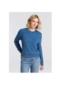 Levi's Rundhalspullover LEVI'S "BOYFRIEND CREW PU", Damen, Gr. L (40), blau (indigo blau), Strick, Obermaterial: 100% Baumwolle, Zopfmuster, normal h&uuml;ftlang, Rundhals, Strickbund, Pullover Rundhalspullover, Mit Zopfmuster