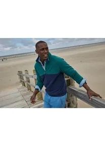 MAN'S WORLD Fleecepullover MAN'S WORLD, Herren, Gr. M (48/50), marine gr&uuml;n, Fleece, Obermaterial: 100% Polyester, colorblocking, kontrastfarbene Details, unifarben mit Farbeinsatz, bequem h&uuml;ftlang, B&uuml;ndchen, Sweatshirts Fleecepullover, Troyer mit Kontrast-Part, ideal f&uuml;r den &Uuml;bergang