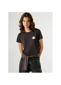 T-Shirt Pepe Jeans "BRULE", Damen, Gr. M, 999schwarz, Single Jersey, Obermaterial: 100% Baumwolle, bedruckt, normal, Rundhals, abgesteppte Kante, Shirts T-Shirt, mit Runhals, kleiner Print auf der Brust