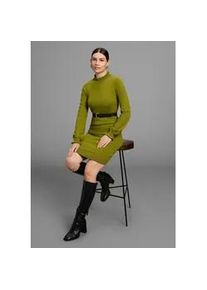 Strickkleid Laura Scott, Damen, Gr. 46, N-Gr, avocado, Strick, Obermaterial: 50% Viskose, 28% Polyester, 22% Polyamid, clean, unifarben, figurbetont mini, Rundhals, R&uuml;schen, Kleider Strickkleid, aus Viskosemischung mit femininem R&uuml;schendetail