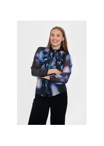 R&uuml;schenbluse SAINT TROPEZ "LiljaSZ Crinkle LS Shirt", Damen, Gr. L, schwarz mirage mist, Web, Obermaterial: 100% Polyester, unifarben, regular fit normal, Blusen, Regular fit, Chiffon, R&uuml;schen