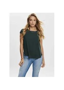 Kurzarmbluse Only "ONLVIC &ndash; feminines Blusenshirt in lockerer Form", Damen, Gr. 34, gr&uuml;n (gr&uuml;n gables), Web, Obermaterial: 97% Polyester, 3% Elasthan, unifarben, regular fit Po-bedeckend, Rundhals, Blusen, regular fit, Web, Kunstfaser, Rundhals, unifarben