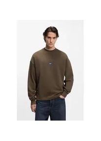 HUGO BOSS Sweatshirt HUGO BLUE "Nedro", Herren, Gr. L, schwarz braun208, Sweatware, Obermaterial: 100% Baumwolle, regular fit normal, Rundhals, B&uuml;ndchen, Sweatshirts Sweatshirt, Rundhalsausschnitt, Regular Fit, Logo-Patch