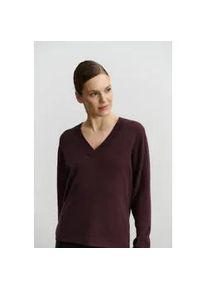 Wollpullover rosemunde "Laica v-neck", Damen, Gr. XL, rot (weinrot), Feinstrick, Obermaterial: 70% Wolle, 30% Kaschmir, unifarben, Basic h&uuml;ftlang, V-Ausschnitt, Strickb&uuml;ndchen, Pullover, mit V-Ausschnitt und langen &Auml;rmeln, Woll-Kaschmir-Mix