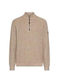 Troyer Camel Active, Herren, Gr. 4XL, beige (oatmeal), Strick, Obermaterial: 70% Baumwolle, 30% Polyacryl, meliert, regular fit taillenbedeckt, ohne Ausschnitt, Rippb&uuml;ndchen, Pullover Troyer, mit Logo Stickerei am Arm