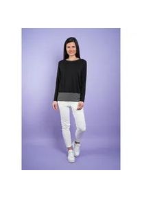 Longshirt Seidel Moden "Exklusiv bei OTTO", Damen, Gr. 40, schwarz, Jersey, Obermaterial: 94% Viskose, 6% Elasthan, gestreift, unifarben, gerade h&uuml;ftbedeckend, Rundhals, Shirts Longshirt, Unifarben, mit Streifen-Details -MADE IN GERMANY