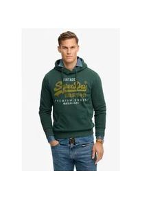Kapuzensweatshirt Superdry "VL DUO CLASSIC HOOD", Herren, Gr. M, enamel gr&uuml;n, angeraute Sweatware, Obermaterial: 80% Baumwolle, 20% Polyester, bedruckt, regular fit normal, Rundhals, Rippb&uuml;ndchen, Sweatshirts