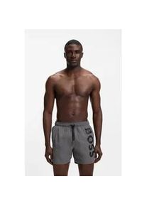Badeshorts BOSS "Octopus", Herren, Gr. M, N-Gr, dunkelgrau 025, Web, Obermaterial: 100% Polyamid, Badehosen Badeshorts, Mit BOSS Logoschriftzug, elastischer Taillenbund mit Kordel