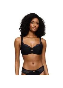 Minimizer-BH Triumph "Wild Gardenia Florale", Damen, Gr. 95, Cup C, schwarz, Microtouch, Obermaterial: 52% Lyocell, 25% Elasthan, 22% Polyamid, 1% Polyester, BHs Minimizer-BH, verkleinert die Brust optisch, weich, elegant und mit Spitze