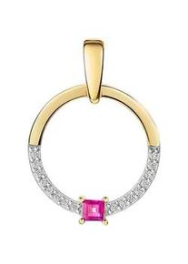 Kettenanh&auml;nger Firetti "Schmuck Geschenk Gold 333 Halsschmuck Anh&auml;nger Kreis rund", gelbgoldfarben, wei&szlig;goldfarben, rot, kristallwei&szlig;, rot, kristallwei&szlig;, Schmuckanh&auml;nger, Damen, Gelbgold 333, 0,9 g, Kettenanh&auml;nger, mit Rubin, Zirkonia (synth.)