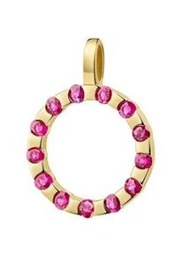 Kettenanh&auml;nger Firetti "Schmuck Geschenk Gold 333 Halsschmuck Anh&auml;nger Kreis rund", gelbgoldfarben, rot, rot, Schmuckanh&auml;nger, Damen, Gelbgold 333, 1,5 g, Kettenanh&auml;nger, mit Edelsteinen