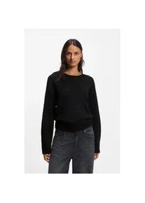 Strickpullover BOSS ORANGE "Fenne Premium Damenmode", Damen, Gr. L (40), schwarz 001, Strick, Obermaterial: 35% Alpaka, 35% Wolle, 30% Polyamid, unifarben, normal, Rundhals, Pullover Strickpullover, mit Ajourlochmuster