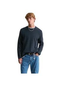 Marc O'Polo Rundhalspullover MARC O'POLO DENIM, Herren, Gr. XXL, navy teal, Strick, Obermaterial: 70% Baumwolle, 30% Lyocell, regular fit normal, Rundhals, Rippb&uuml;ndchen, Pullover Rundhalspullover, regular fit, aus Double-Face-Cotton