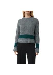 Strickpullover comma, Damen, Gr. 36, grau, Strick, Obermaterial: 100% Baumwolle, unifarben mit Farbeinsatz, bequem h&uuml;ftbedeckend, Rundhals, Pullover Strickpullover, Unifarben mit L&auml;ngstreifen