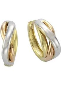 Paar Creolen Firetti "Schmuck Geschenk Gold 333 tricolor", rosa (gelbgoldfarben, wei&szlig;goldfarben, ros&eacute;goldfarben), Ohrringe, Damen, 15,5mm, Gelbgold 333