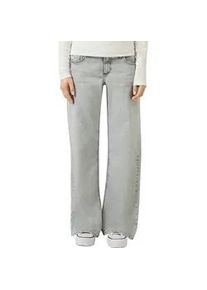 Stretch-Jeans QS "CATIE Wide Leg", Damen, Gr. 40, L&auml;nge 32, light grau used, Denim/Jeans, Obermaterial: 91% Baumwolle, 7% Elastomultiester, 2% Elasthan. Futter: 65% Polyester, 35% Baumwolle, unifarben, slim fit kn&ouml;chellang, Jeans, 5-Pocket-Form
