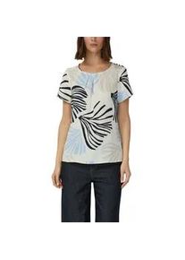Kurzarmbluse s.Oliver BLACK LABEL, Damen, Gr. 40, ecru, Web, Obermaterial: 100% Polyester, gebl&uuml;mt, h&uuml;ftbedeckend, Rundhals, Blusen, mit grafischem Muster