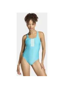 Badeanzug Adidas PERFORMANCE "3S MID SUIT", Damen, Gr. 42, N-Gr, lucid cyan, wei&szlig;, Obermaterial: 78% Polyester, 22% Elasthan, Badeanz&uuml;ge Badeanzug