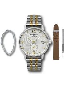 Quarzuhr Zeppelin "Luna", silbergoldfarben, Armbanduhren, Damen, Quarzuhr, Armbanduhr, Damenuhr, Made in Germany, Edelstahlarmband