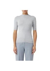 Strickpullover comma, Damen, Gr. 38, grau melange, Strick, Obermaterial: 80% Viskose, 20% Polyamid, unifarben, k&ouml;rpernah h&uuml;ftbedeckend, Rundhals, Flachstrickb&uuml;ndchen, Pullover Strickpullover, halbarm, mit Stehkragen