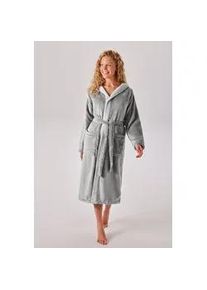 Unisex-Bademantel OTTO HOME "Miia, ideal f&uuml;r Sauna, Spa & im Urlaub" Gr. S, grau, hellgrau, L:120cm, Microfaser, Hausm&auml;ntel, weich und kuschelig, pl&uuml;sch, f&uuml;r Damen und Herren, S-XL