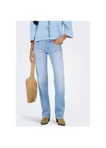 Straight-Jeans Only "ONLBLUSH MID STRAIGHT DNM REA828 NOOS", Damen, Gr. L, L&auml;nge 32, light blau denim, Denim/Jeans, Obermaterial: 91% Baumwolle, 5% Polyester, 4% Elasthan, unifarben, regular fit lang, Jeans Straight-Jeans, mittlere Leibh&ouml;he, gerade Beinform, helle Waschung