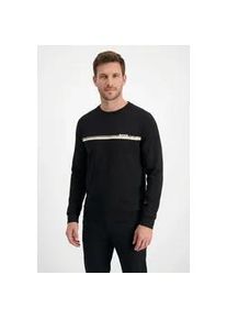 Sweatshirt BOSS "Authentic", Herren, Gr. L, schwarz 001, Sweatware, Obermaterial: 100% Baumwolle, unifarben, regular fit normal, Rundhals, B&uuml;ndchen, Sweatshirts Sweatshirt, aus Baumwoll-Terry mit Streifen und Logo