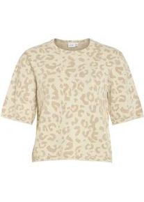 Strickpullover Vila "VIMAYAS O-NECK 2/4 KNIT NOOS", Damen, Gr. S, super light natural melan pattern:leo natural melange, Strick, Obermaterial: 50% Polyester, 30% Viskose, 20% Nylon, regular fit normal, Rundhals, Pullover Strickpullover