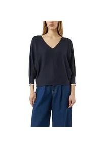 Strickpullover comma, Damen, Gr. L (40), navy, Strick, Obermaterial: 80% Viskose, 20% Polyamid, unifarben, l&auml;ssig geschnitten h&uuml;ftbedeckend, V-Ausschnitt, B&uuml;ndchen, Pullover Strickpullover, mit V-Ausschnitt