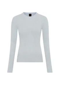 Rundhalspullover BOSS ORANGE "Fennoni Premium Damenmode", Damen, Gr. M (38), light, pastel blau 456, Feinstrick, Obermaterial: 60% Schurwolle, 40% Polyamid, unifarben, figurbetont h&uuml;ftlang, Rundhals, Pullover Rundhalspullover, Schurwoll-Mix, slim fit