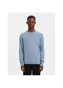 Strickpullover Selected "SLHTRAY LS KNIT MERINO CREW NECK NOOS", Herren, Gr. L, dusty blau, Strick, Obermaterial: 100% Wolle, unifarben, regular fit normal, Rundhals, Rippb&uuml;ndchen, Pullover Strickpullover, Wolle, regular fit