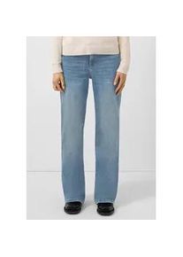 Stretch-Jeans QS "CATIE Wide Leg", Damen, Gr. 40, L&auml;nge 32, light blau used, Denim/Jeans, Obermaterial: 91% Baumwolle, 7% Elastomultiester, 2% Elasthan. Futter: 65% Polyester, 35% Baumwolle, unifarben, slim fit kn&ouml;chellang, Jeans, 5-Pocket-Form