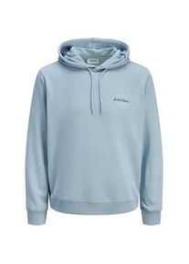 Jack & Jones Kapuzensweatshirt JACK & JONES "JJBRANDON SWEAT HOOD", Herren, Gr. S, celestial blau, angeraute Sweatware, Obermaterial: 65% Polyester, 35% Baumwolle, unifarben, regular fit, Rippb&uuml;ndchen, Sweatshirts