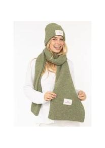 Strickm&uuml;tze Zwillingsherz "Zwillingsherz Patch", Damen, khaki, Strick, Materialmix, unifarben, M&uuml;tzen Strickm&uuml;tze, gerippt, mit Wolle und Umschlag, mit Patch