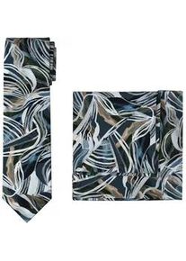 Krawatte OLYMP, Herren, marine, Web, Baumwolle, gemustert, Krawatten, Set mit Einstecktuch