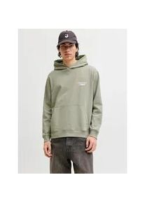 Jack & Jones Kapuzensweatshirt JACK & JONES "JORNORREBRO TYPO BACK SWEAT HOOD SN", Herren, Gr. M, seagrass detail:ss26, angeraute Sweatware, Obermaterial: 89% Baumwolle, 11% Polyester, bedruckt, relaxed fit normal, ohne Ausschnitt, Rippb&uuml;ndchen, Sweatshirts, mit Print