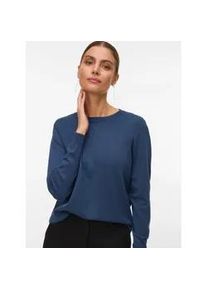 V&eacute;ro Moda Strickpullover VERO MODA "VMSILJE LS O-NECK PULLOVER NOOS", Damen, Gr. XS, schwarz denim, Strick, Obermaterial: 77% Viskose, 23% Polyester, unifarben, regular fit normal, Rundhals, Pullover Strickpullover