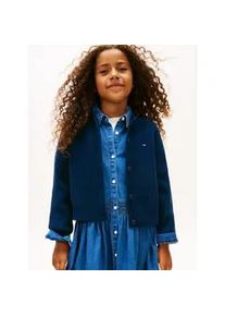 Strickjacke Tommy Hilfiger "CHENILLE CARDIGAN", M&auml;dchen, Gr. 16 (176), schwarz night navy, Strick, Obermaterial: 100% Polyester, unifarben, regular fit taillenbedeckt, Rundhals, eingesetzt Rippstrickb&uuml;ndchen, Strickjacken Strickjacke, Regular fit, f&uuml;r Kinder bis 16 Jahre