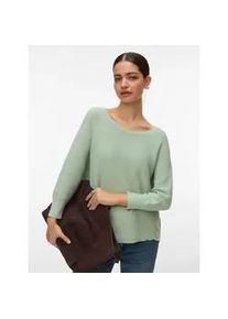 V&eacute;ro Moda Strickpullover VERO MODA "VMNEW NORA 3/4 BOATNECK PULLOVER NOOS", Damen, Gr. L, silt gr&uuml;n, Strick, Obermaterial: 100% Baumwolle, unifarben, regular fit normal, U-Boot-Ausschnitt, Pullover Strickpullover