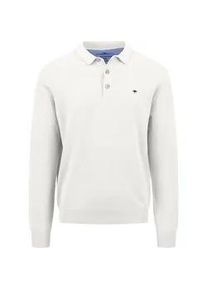 Strickpullover Fynch-Hatton, Herren, Gr. 4XL, new sanftes wei&szlig;, Strick, Obermaterial: 100% Baumwolle, unifarben, normal h&uuml;ftbedeckend, Rundhals, Flachstrickb&uuml;ndchen, Pullover Strickpullover, aus Baumwolle, mit Polokragen und kurzer Knopfleiste