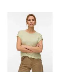 V&eacute;ro Moda Rundhalsshirt VERO MODA "VMAVA PLAIN SS TOP GAJRS NOOS", Damen, Gr. L, fog gr&uuml;n, Jersey, Obermaterial: 95% Lyocell, 5% Elasthan, unifarben, regular fit normal, Rundhals, Shirts Rundhalsshirt, Materialmix, regular fit
