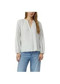 Langarmbluse s.Oliver, Damen, Gr. 36, ecru, Web, Obermaterial: 55% Baumwolle, 45% Viskose, unifarben, relaxed fit normal, V-Ausschnitt, elastischer Bund, Blusen, mit Knopfleiste