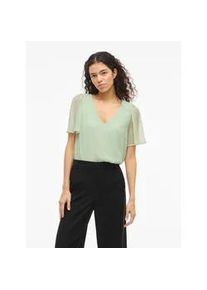 T-Shirt Vila "VIFALIA V-NECK S/S TOP - NOOS", Damen, Gr. 40, smoke gr&uuml;n, Jersey, Obermaterial: 100% Polyester, unifarben, regular fit normal, V-Ausschnitt, Shirts T-Shirt