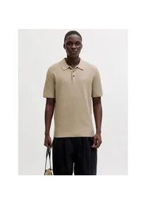 Jack & Jones Polokragenpullover JACK & JONES "JPRBLURILEY KNIT POLO SS SN", Herren, Gr. L, lemon pepper detail:twist, Strick, Obermaterial: 100% Baumwolle, unifarben, regular fit normal, Rundhals, Pullover, Baumwolle, regular fit