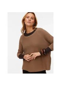V&eacute;ro Moda Strickpullover VERO MODA "VMNEW NORA 3/4 BOATNECK PULLOVER NOOS", Damen, Gr. XS, caribou, Strick, Obermaterial: 100% Baumwolle, unifarben, regular fit normal, U-Boot-Ausschnitt, Pullover Strickpullover