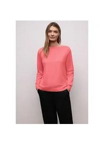 Strickpullover Street One, Damen, Gr. 40, striking coral meliert, Strick, Obermaterial: 50% Viskose, 28% Polyester, 22% Polyamid, unifarben, bequem h&uuml;ftbedeckend, U-Boot-Ausschnitt, B&uuml;ndchen, Pullover Strickpullover, U-Boot-Ausschnitt mit Strukturdetails