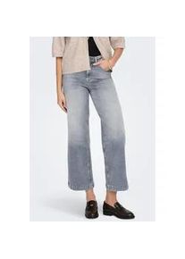 High-waist-Jeans Only "ONLMADISON BLUSH HW CP WD DNM REA293NOOS", Damen, Gr. XS, L&auml;nge 32, medium grau denim, Denim/Jeans, Obermaterial: 92% Baumwolle, 6% Elastomultiester, 2% Elasthan, unifarben, regular fit wadenlang, Jeans High-Waist-Jeans, hohe Taille, weite Beinform, verk&uuml;rzte L&auml;nge