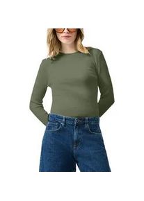 Rundhalspullover QS, Damen, Gr. XXL (44), khaki, Feinripp, Obermaterial: 70% Viskose, 30% Polyamid, unifarben, normal h&uuml;ftbedeckend, Rundhals, Pullover Rundhalspullover, mit Rundhals und Feinripp, langarm